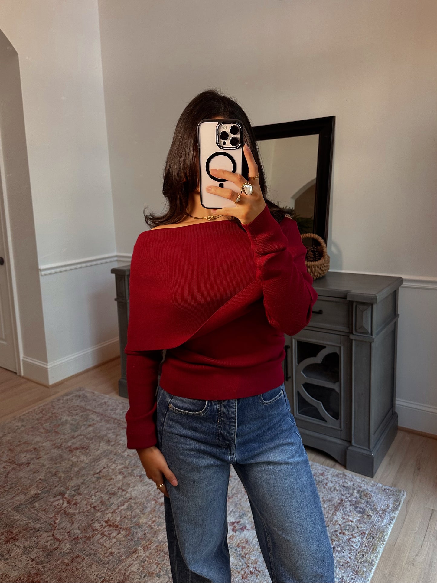 Apple Orchard Burgundy Knit Top