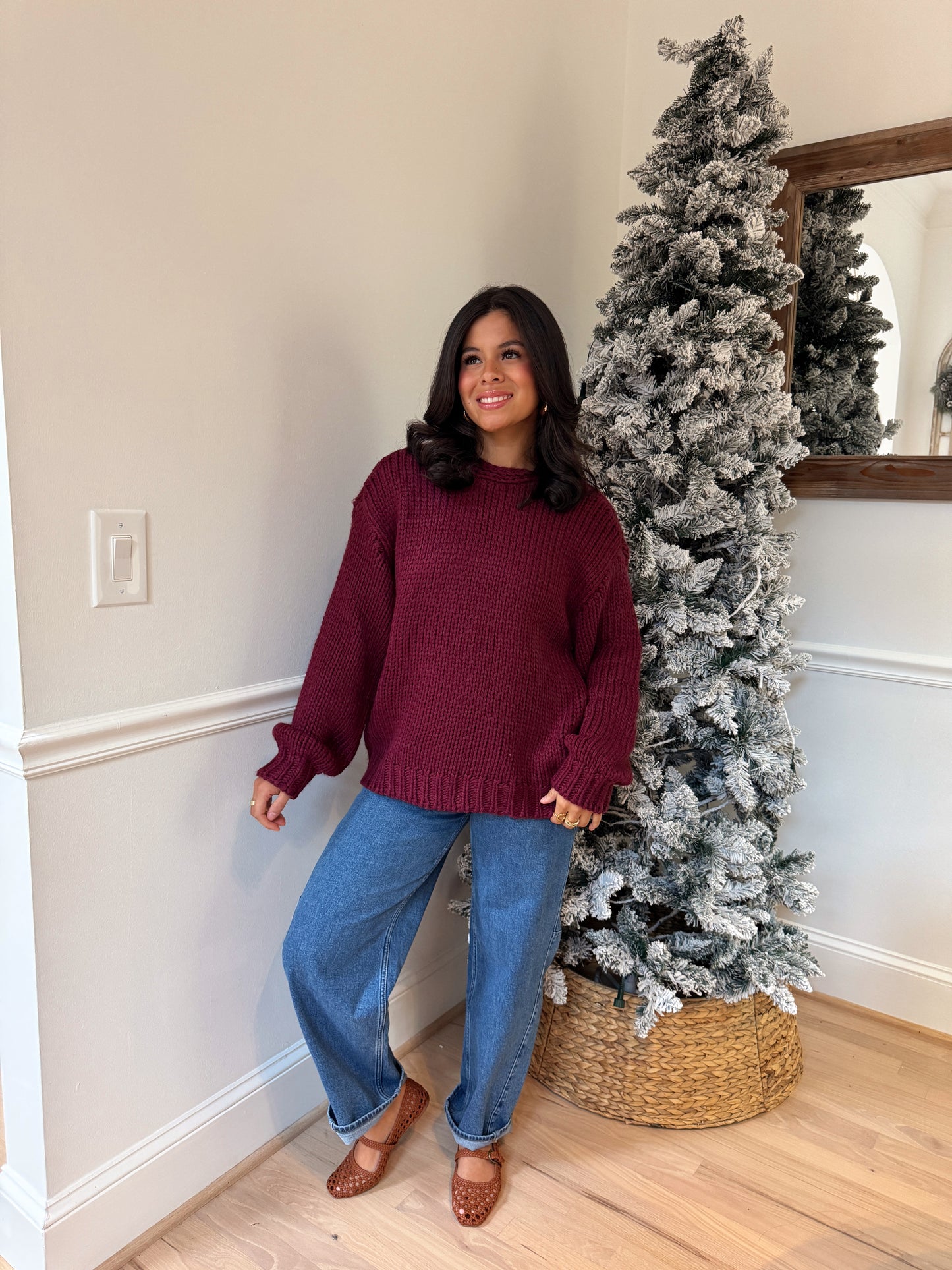 Burgundy Knit Reversible Sweater / Cardigan