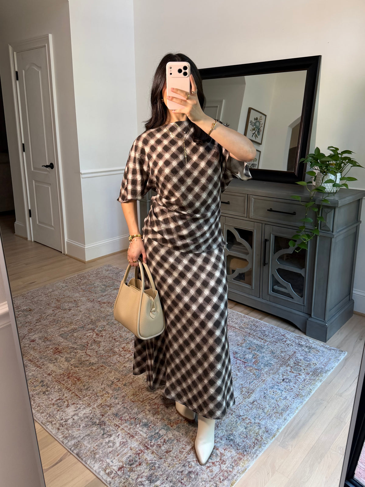 Aurora Brown Checkered Top