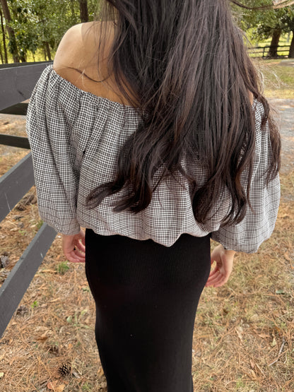 Black & White Plaid Top