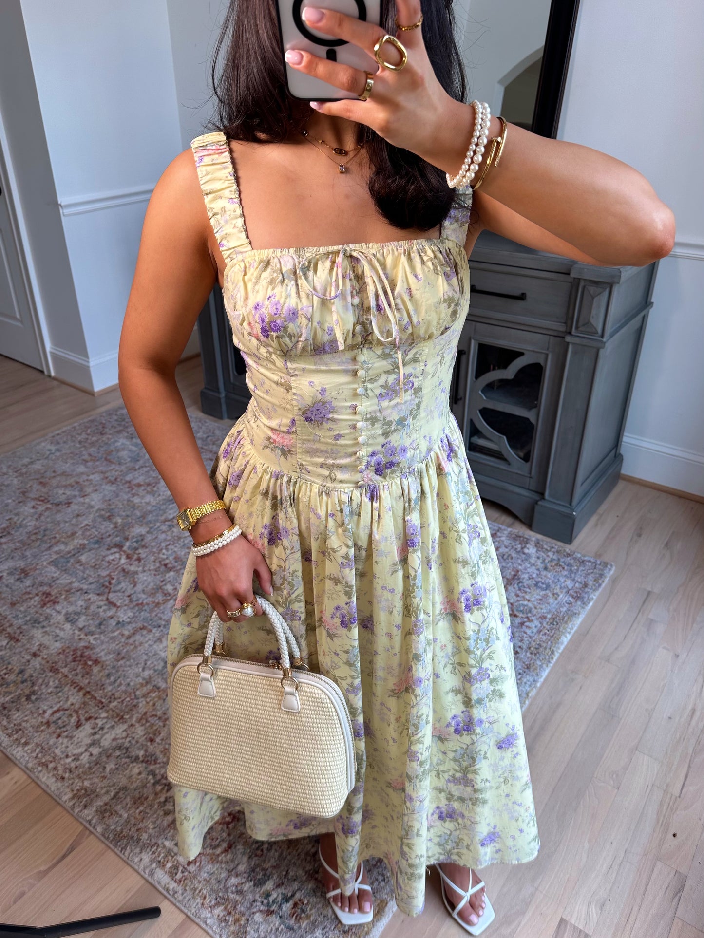 Spring Garden Bustier Midi Dress