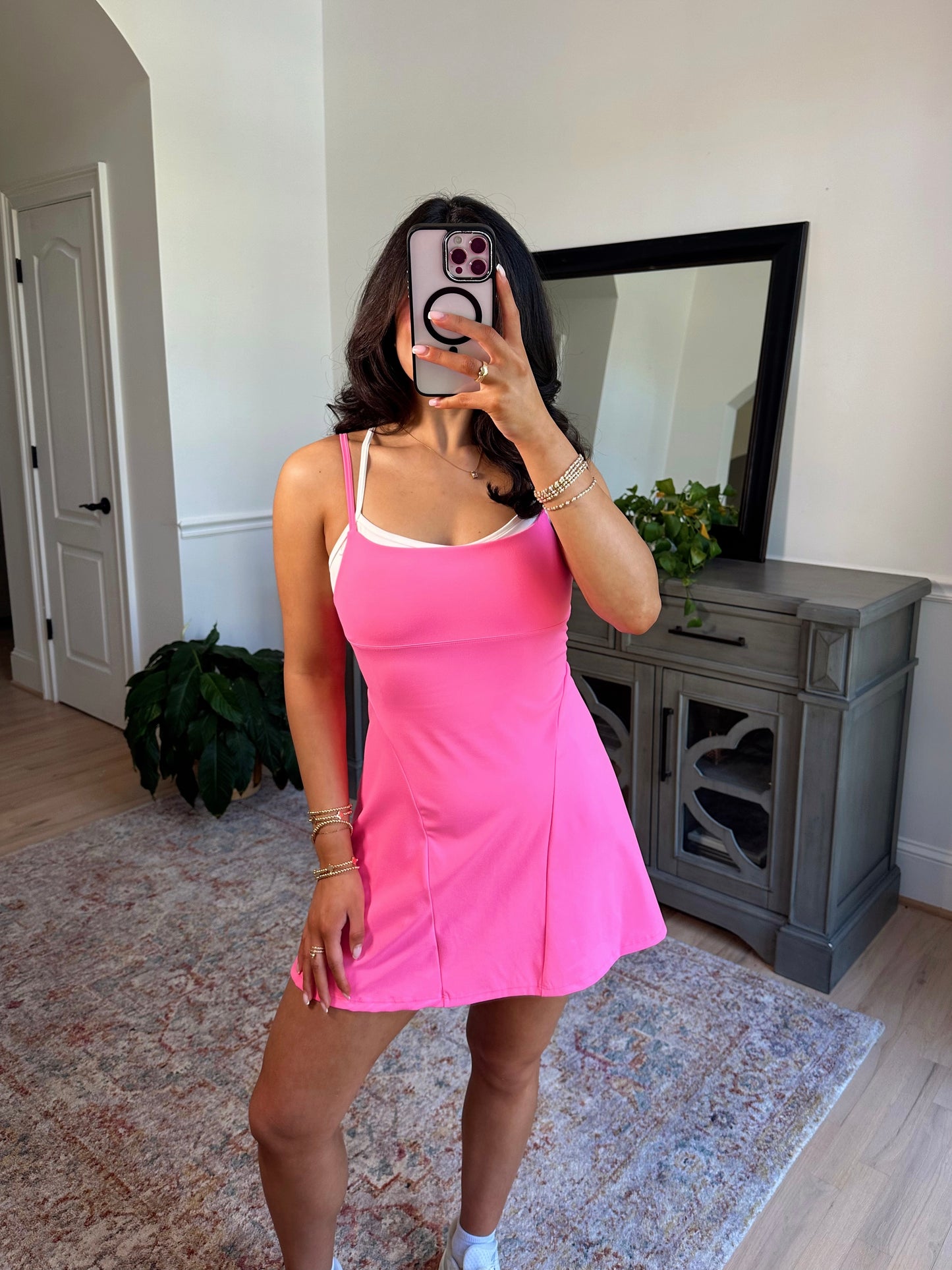 Hot Pink Active Romper Dress