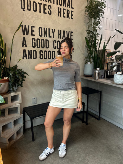 OOTD Cream Denim Mini Skort
