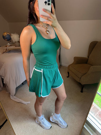 Kelly Green Butter Top & Ruffle Short Romper