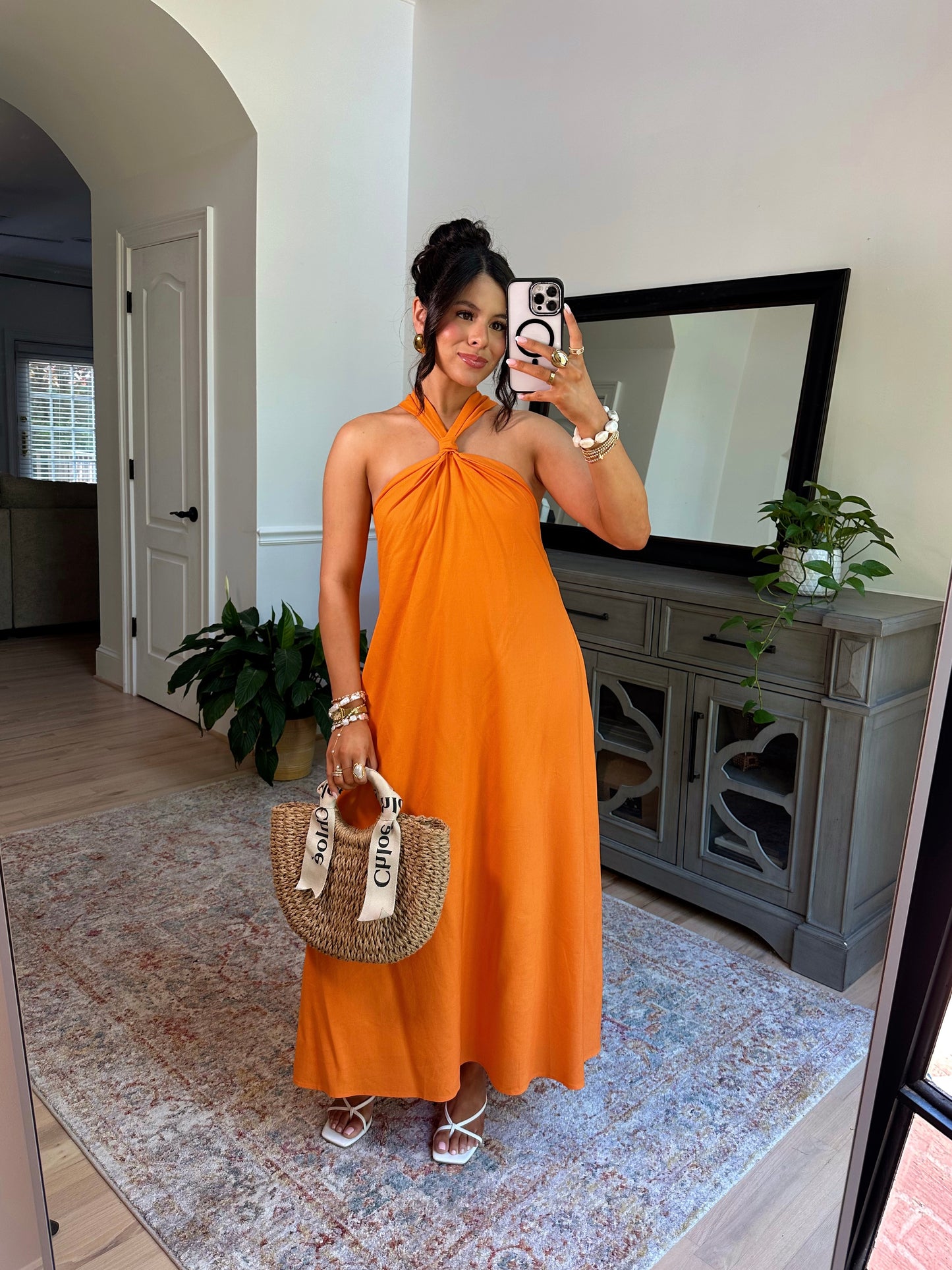 Citrus Orange Midi Dress