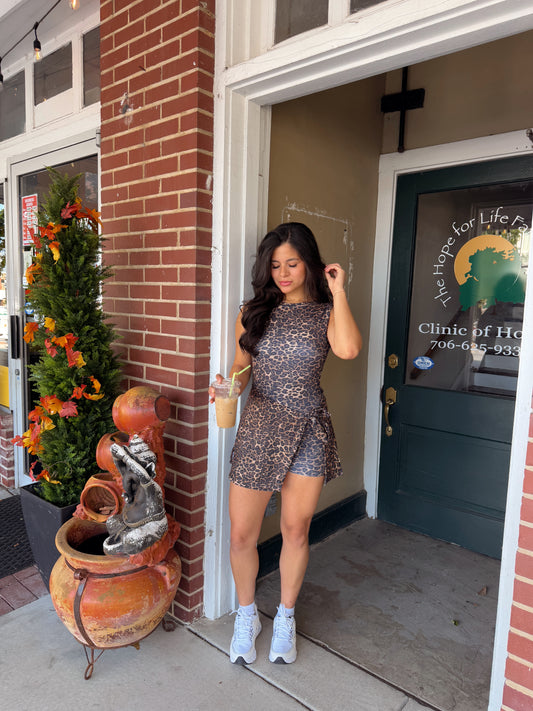 Leopard Wrap Active Romper