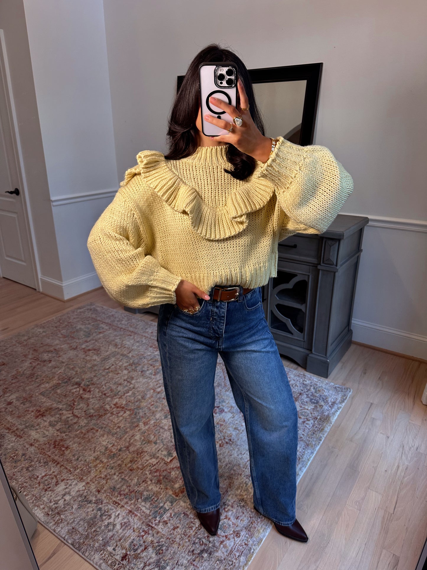 Golden Hour Ruffle Knit Sweater