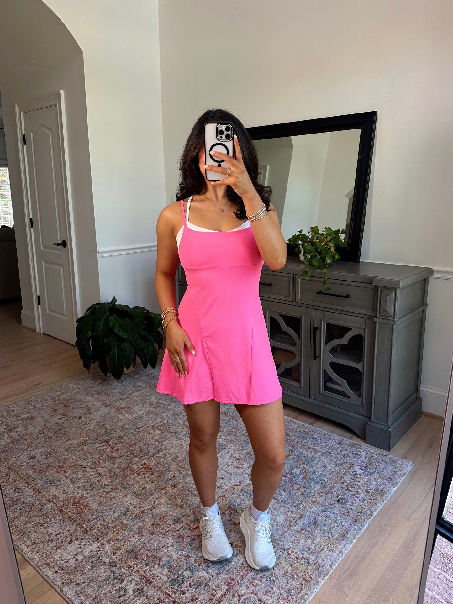 Hot Pink Active Romper Dress