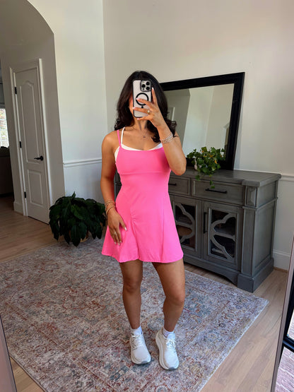Hot Pink Active Romper Dress