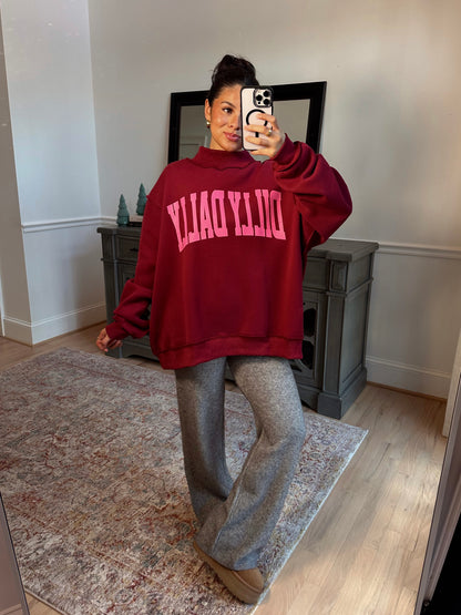 ‘Dilly Dally’ Cherry & Pink Mockneck