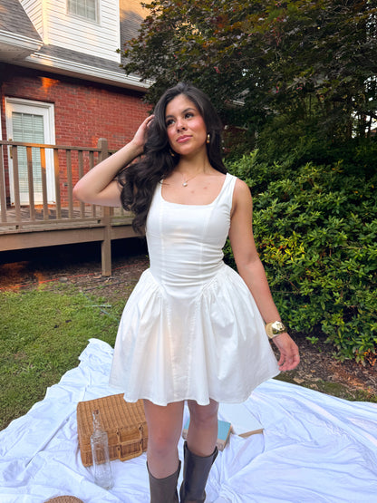 White Drop Waist Corset Mini Dr ess