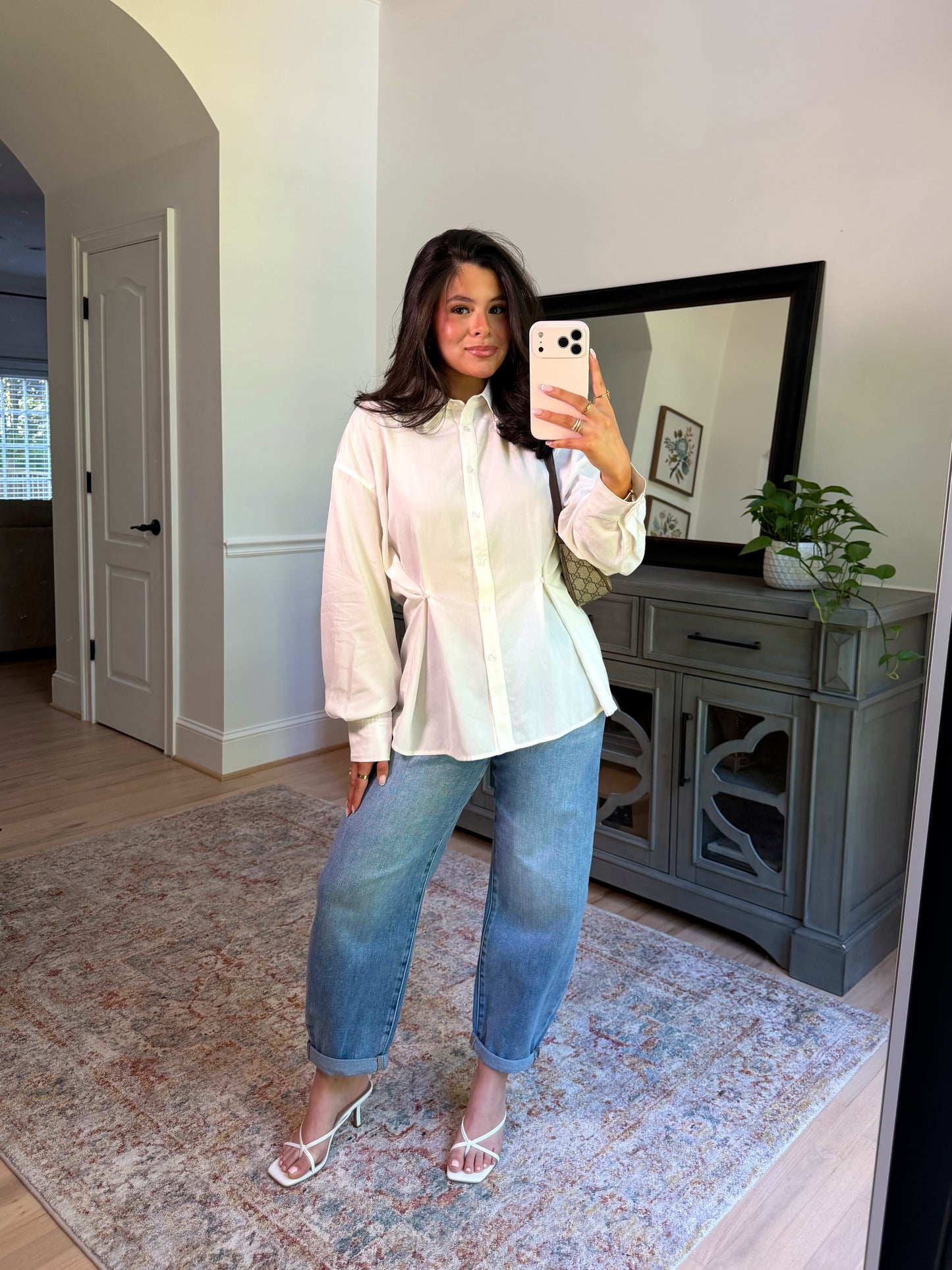 Soft Structure White Button-Up Top