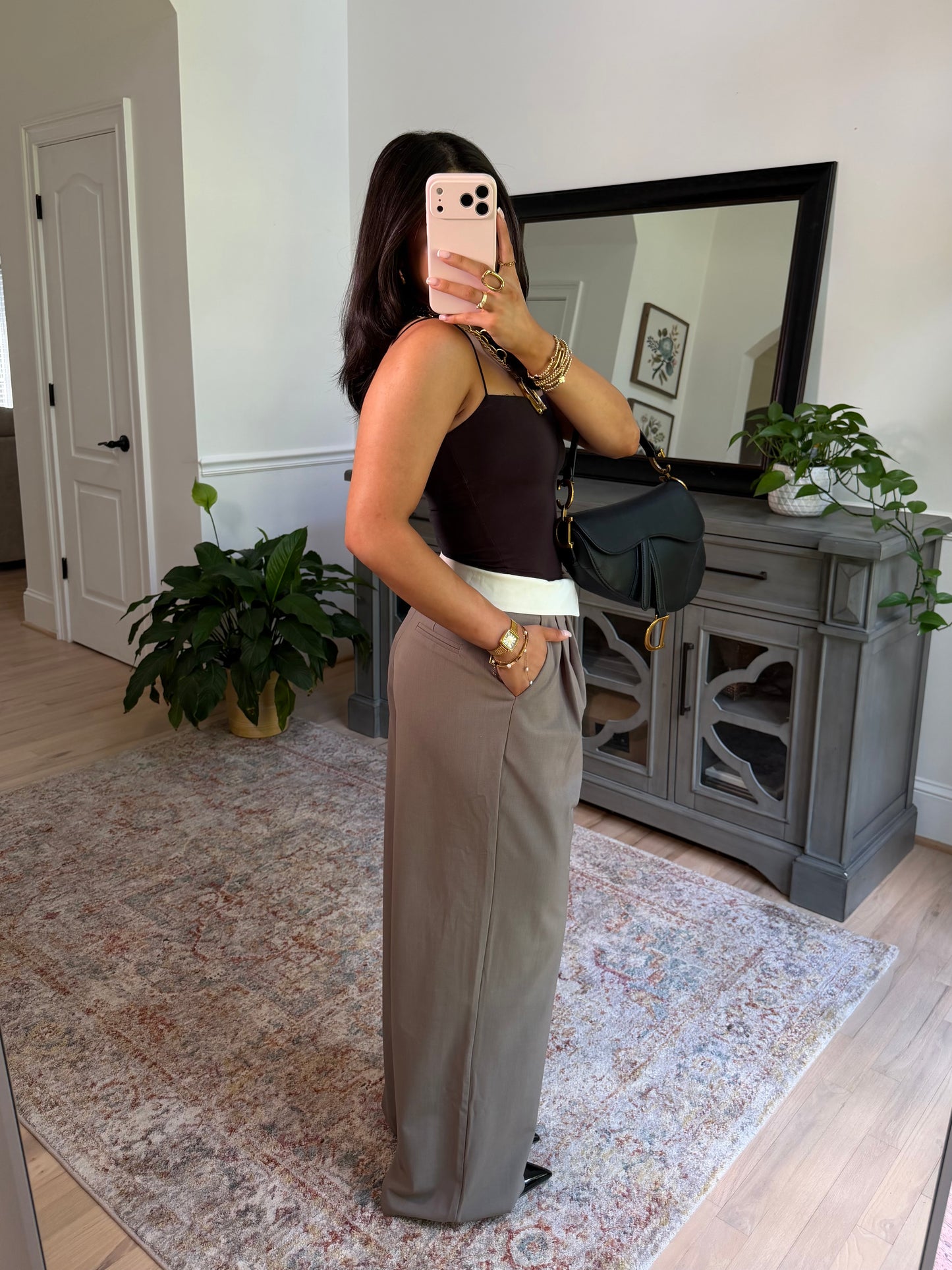 Mocha Fold-Over Trousers