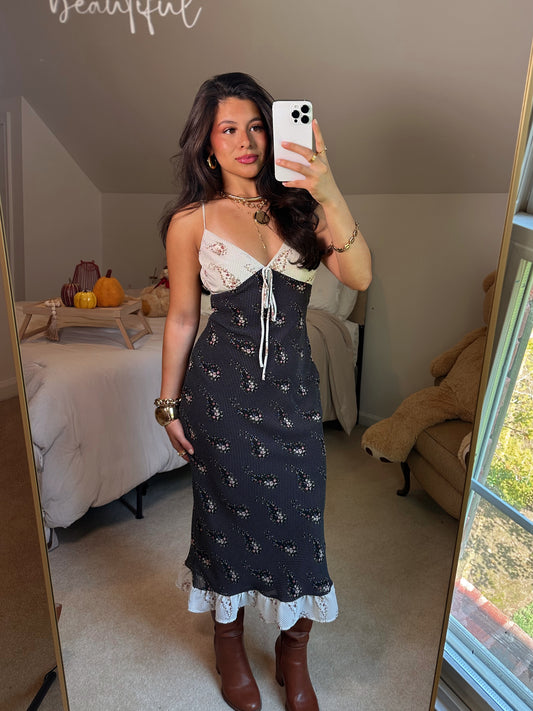 Black & White Paisley Mix Midi Dress