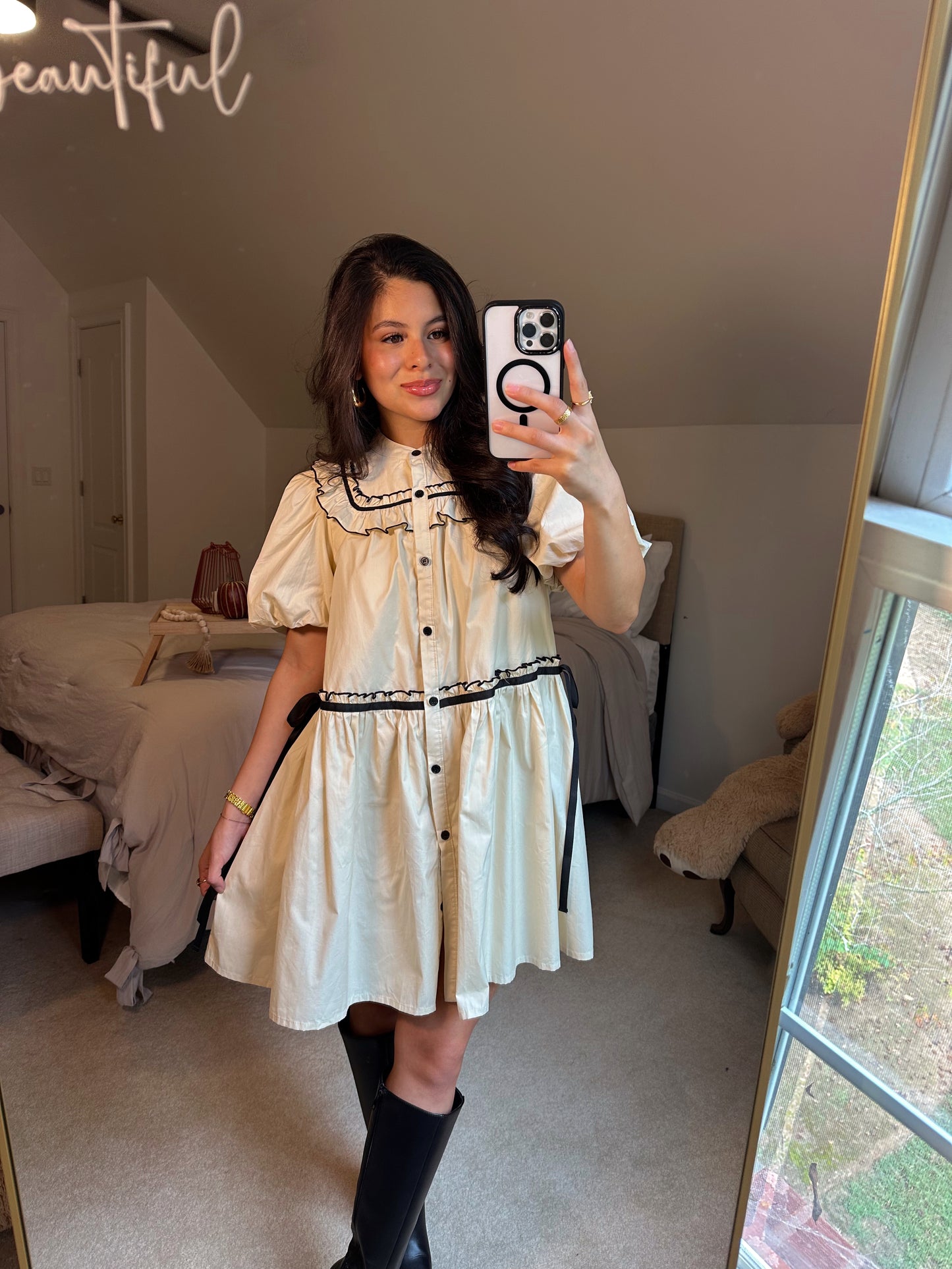 Cottage Chic Cream & Black Dress