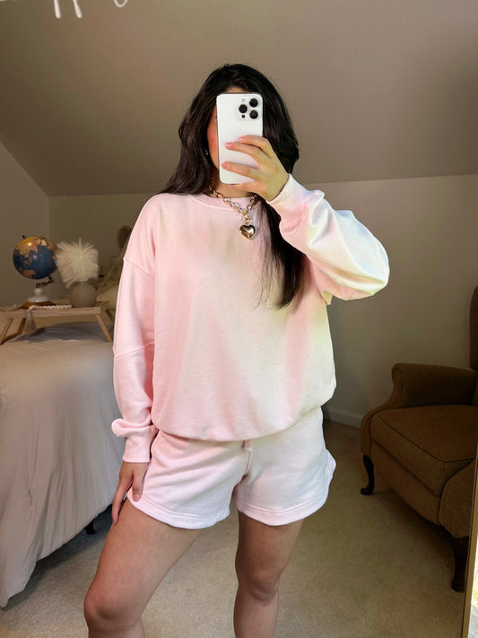 Seashell Pink Crewneck and Shorts Set