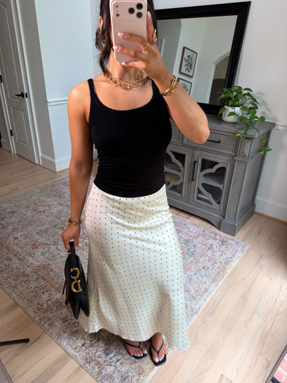Femme Polka Dot Satin Skirt