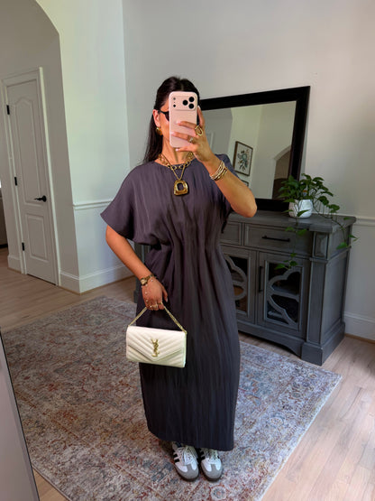 Uptown Charcoal Pleated Dress