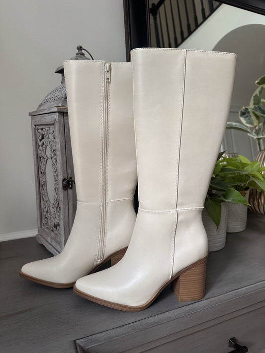 Off-White Pointed Toe Knee-High Boot