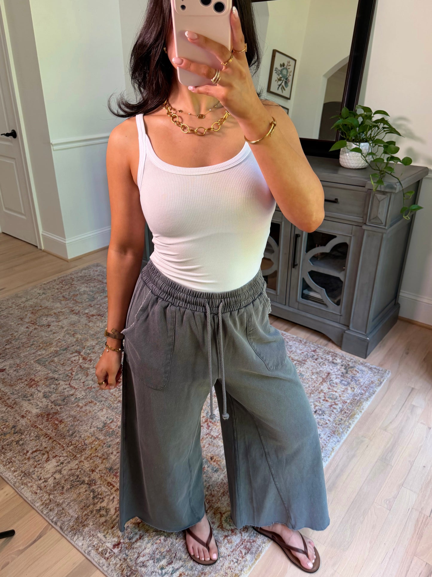 Ash Cropped Wide Leg Pants