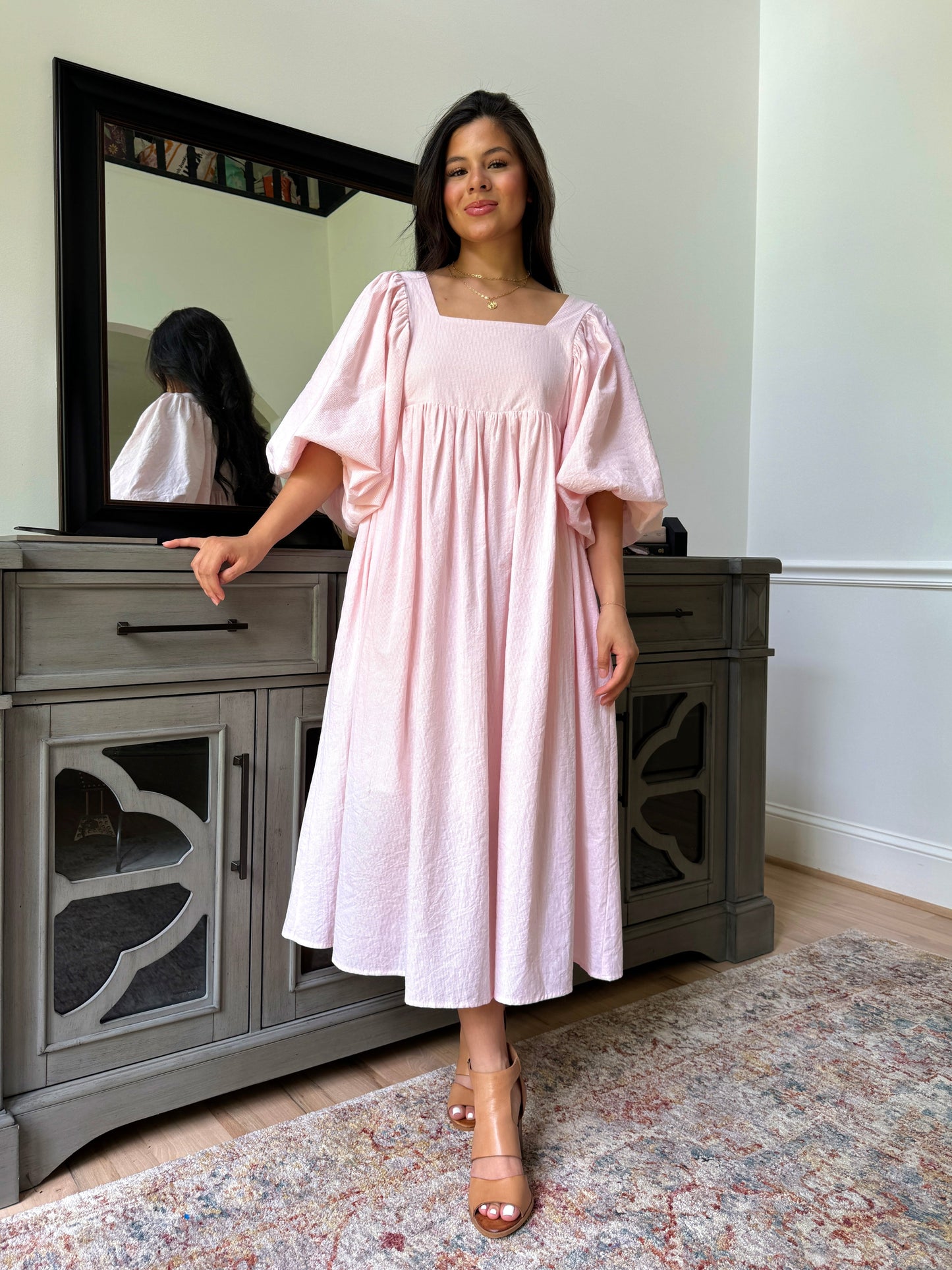 Baby Pink Puff Sleeve Dress