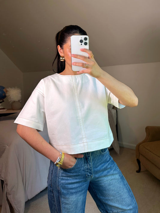 White Denim Top