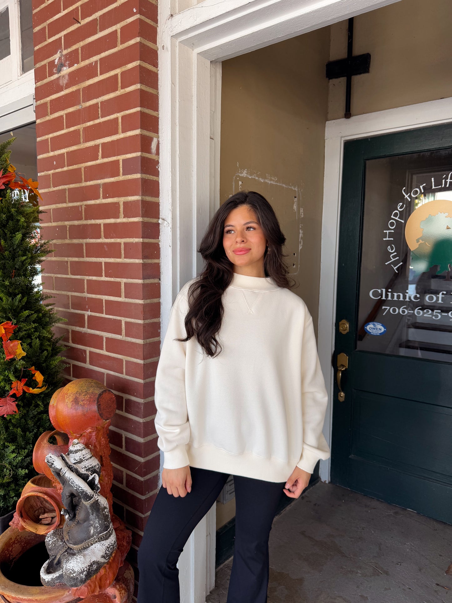 Cream Mockneck Sweatshirt