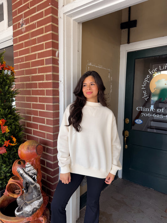 Cream Mockneck Sweatshirt