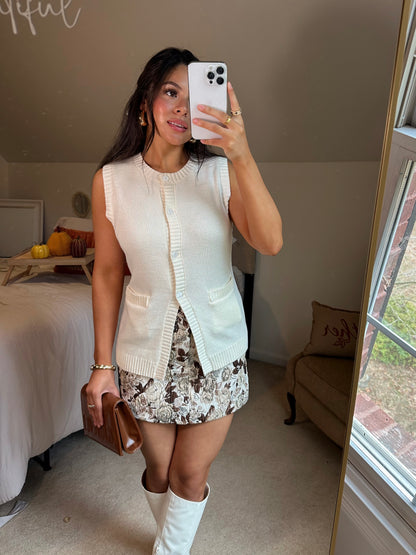 Cream Button Up Vest