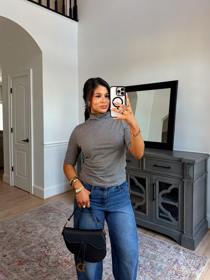 Aurelia Grey Mockneck Top