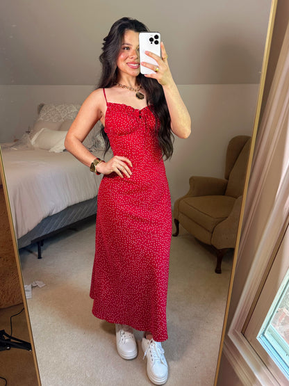 Red Polka Dot Midi Dress
