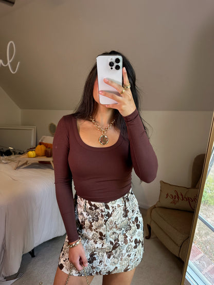 Dark Brown Long Sleeve Top