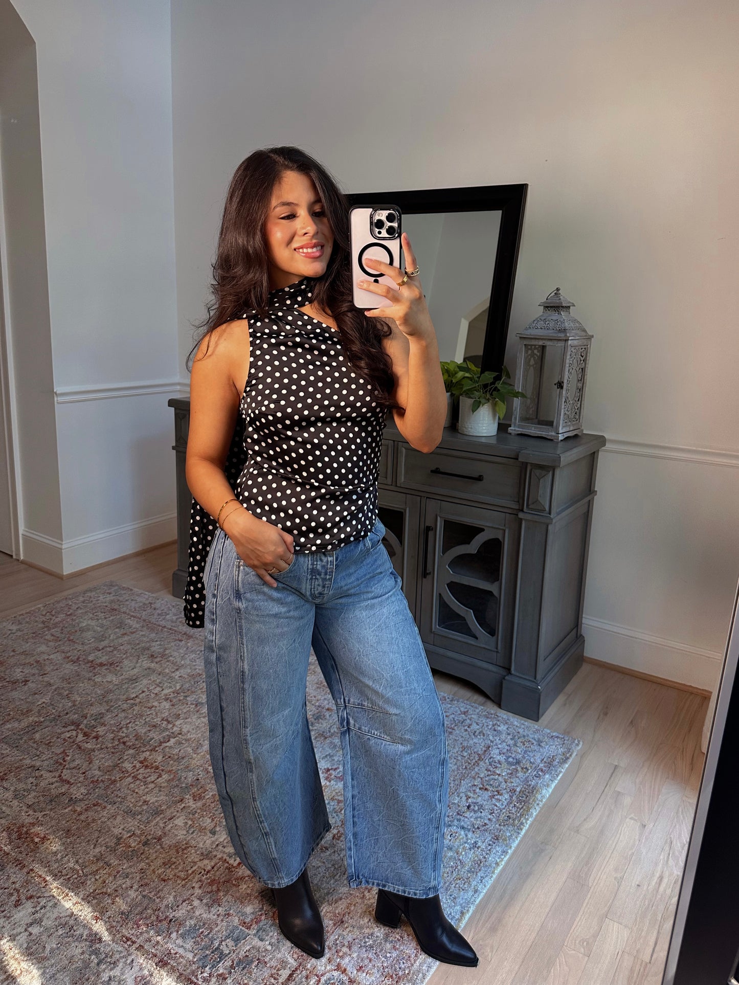 Parisian Polka Dot Scarf Top