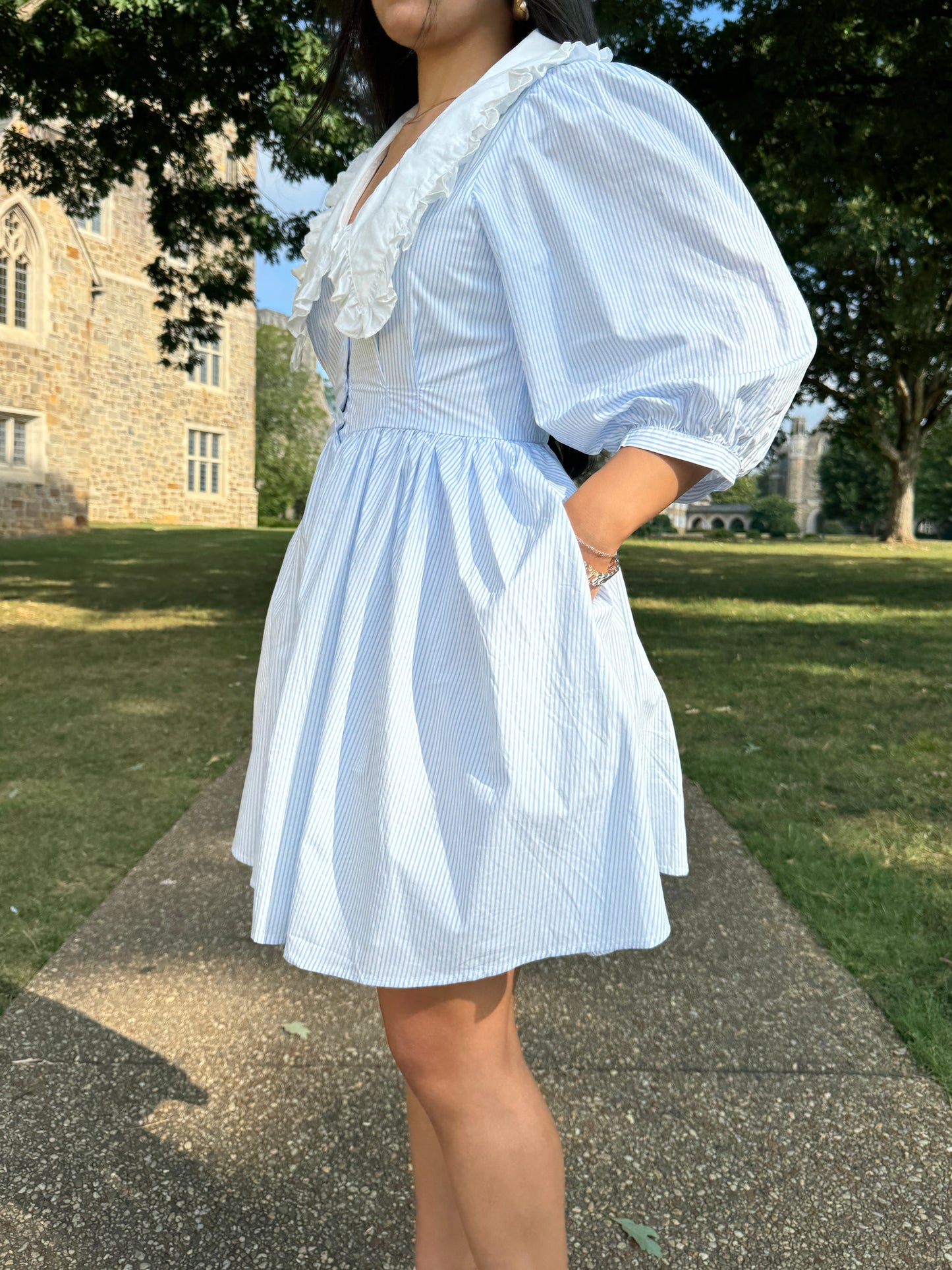 Southern Belle Baby Blue Striped Dress