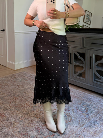 Parisian Polka Dot Satin Lace Skirt