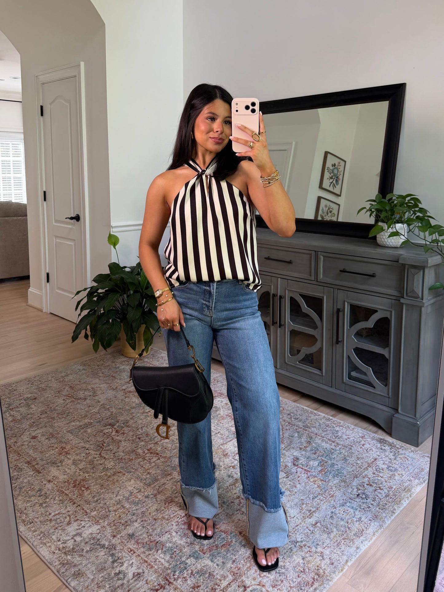 Striped Halter Neck Top