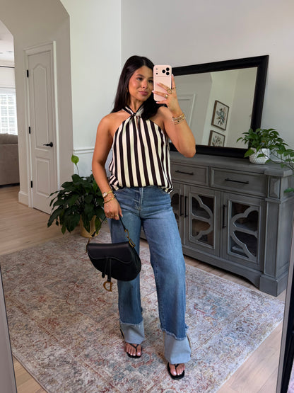 Striped Halter Neck Top