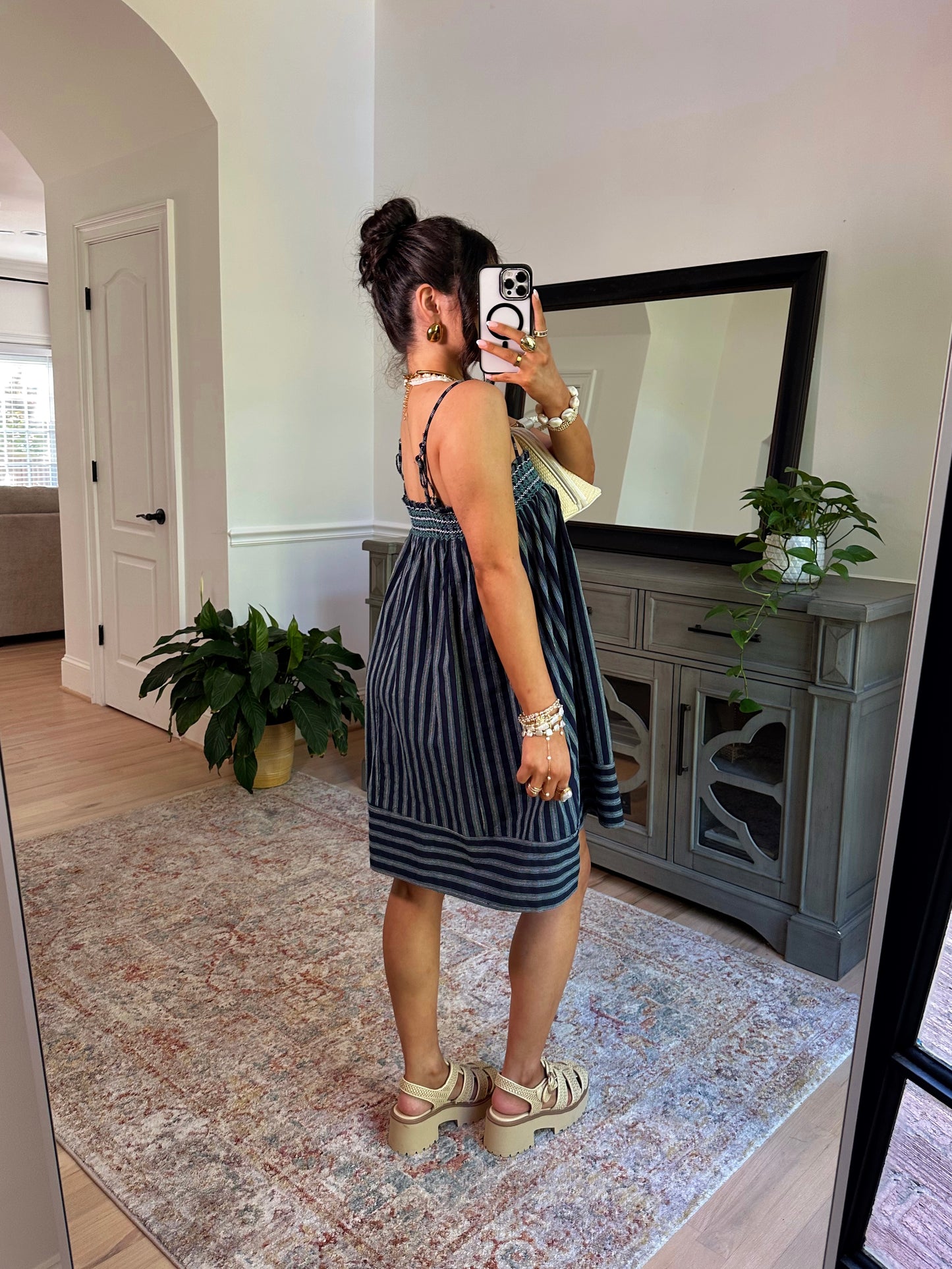 Ocean Air Smocked Stripe Dress