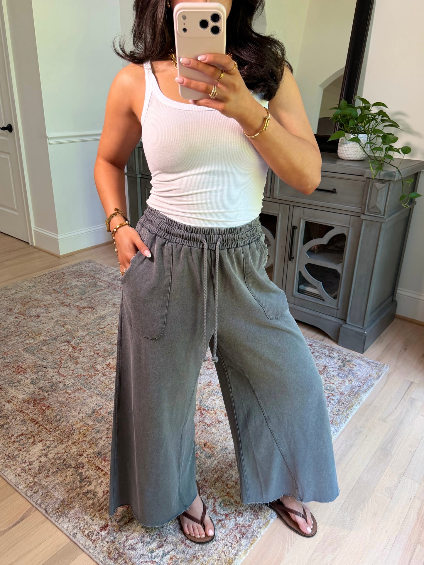 Ash Cropped Wide Leg Pants