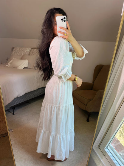 White Dotted Flowy Maxi Dress