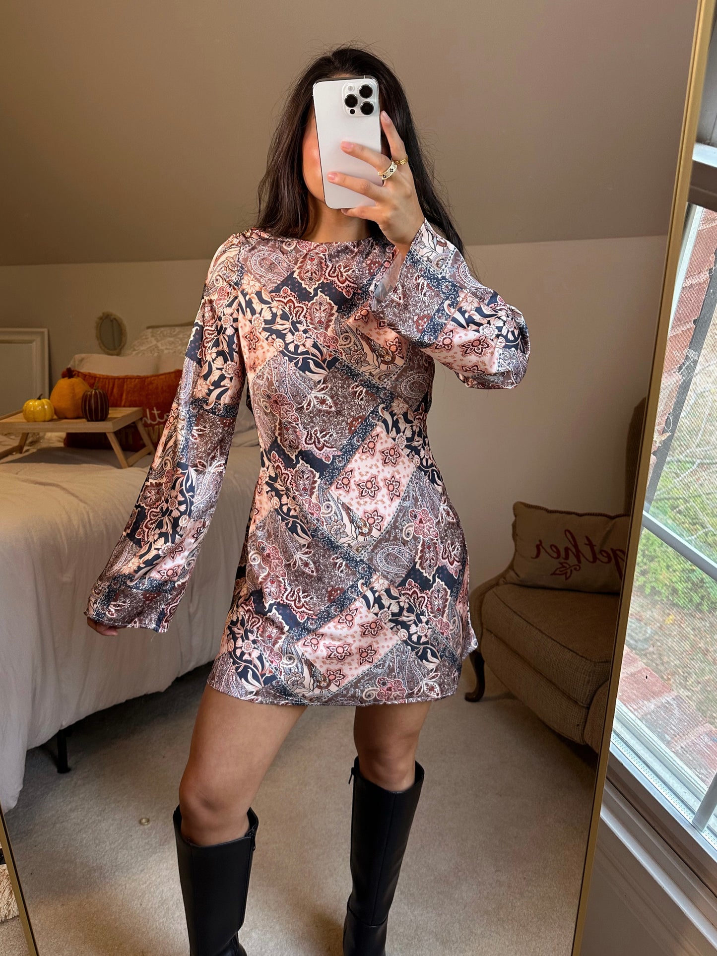 Paisley Open Back Dress