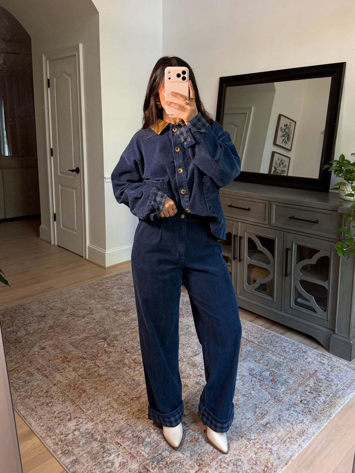 Bailey Corduroy Blue Plaid Pants