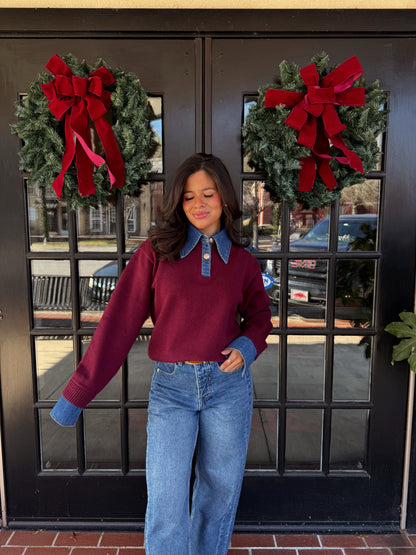 Burgundy Couture Polo Denim Knit