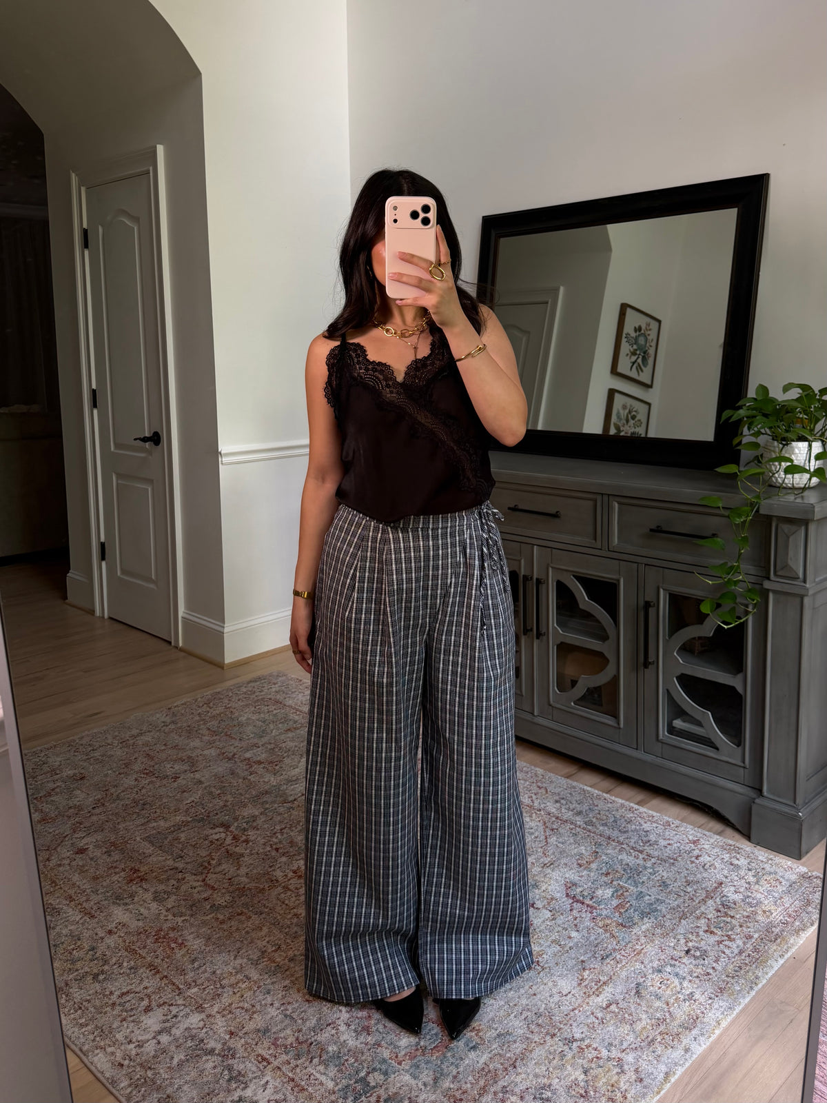 Ivy Black & White Plaid Pants