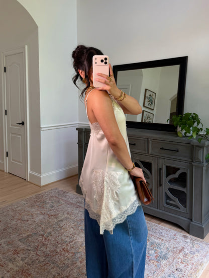Sienna Cream Satin Lace Top