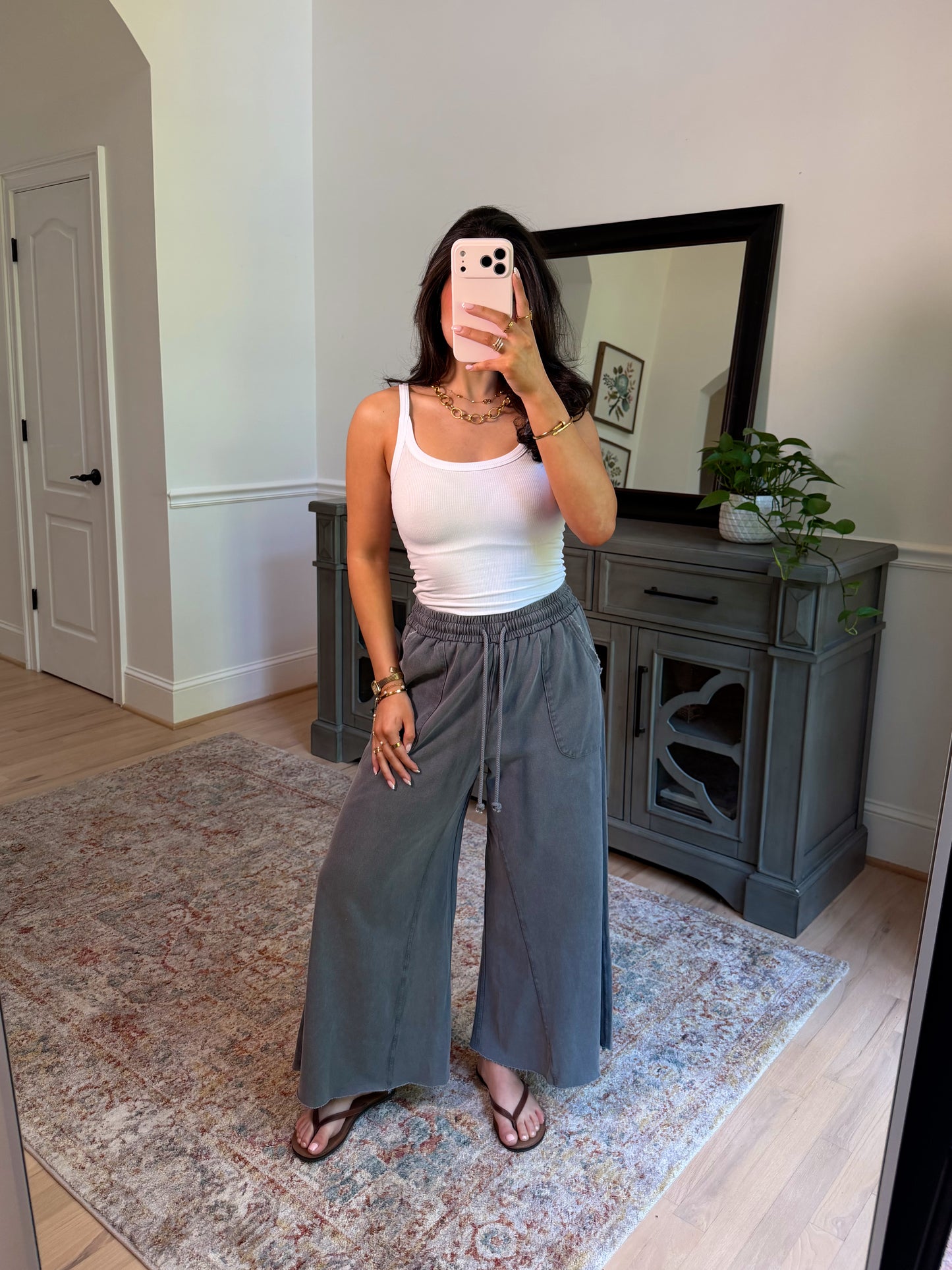 Ash Cropped Wide Leg Pants