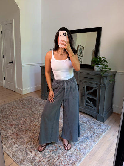 Ash Cropped Wide Leg Pants