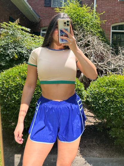 Royal Blue & Baby Blue Side Ruffle Shorts