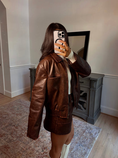 Rustic Brown Pleather Jacket