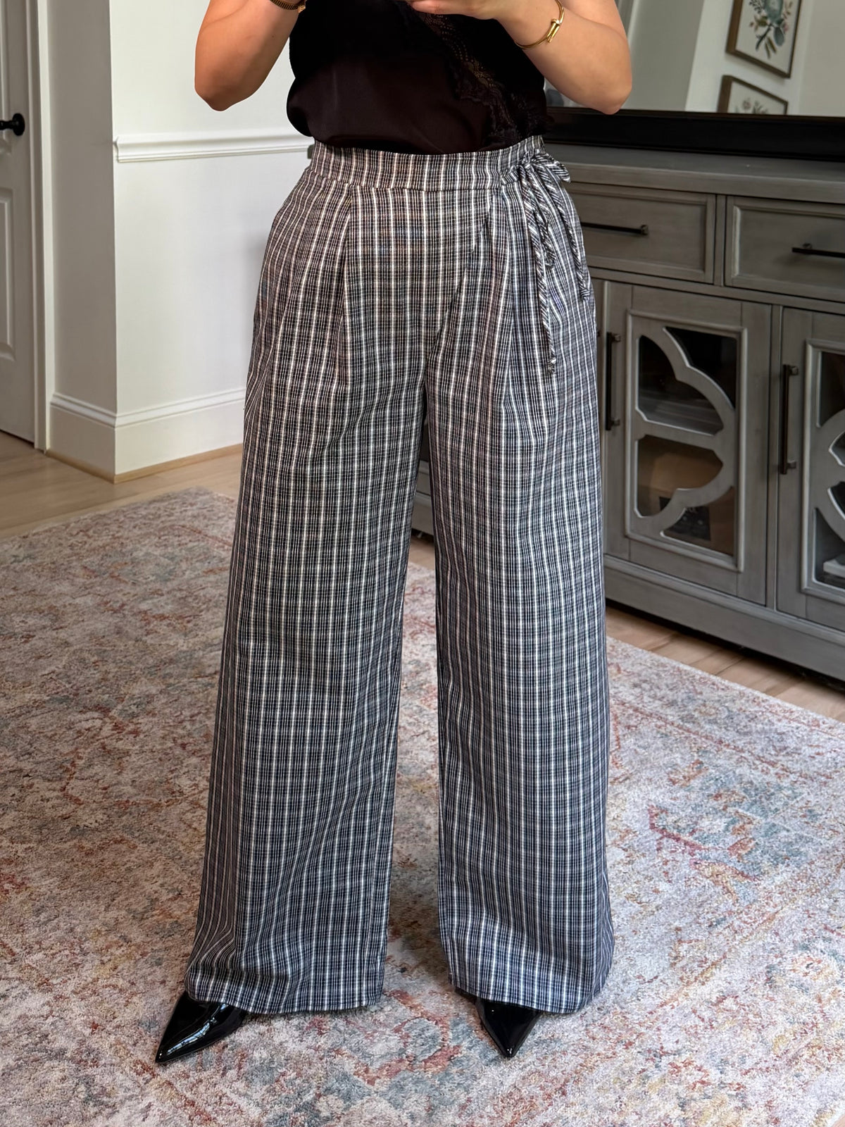 Ivy Black & White Plaid Pants